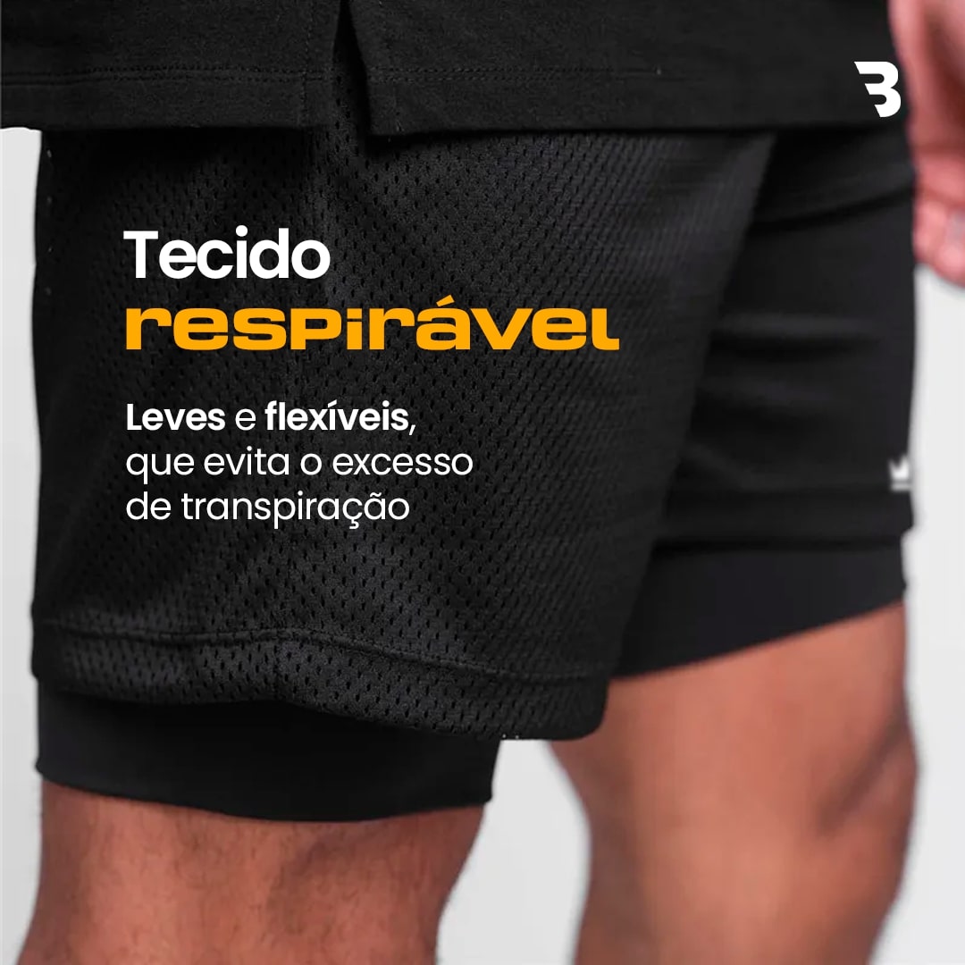 Short de Compressão 2 em 1 - Caqui