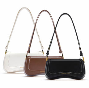 BOLSA TIRACOLO Feminina Elegante - Couro Preto om Alça Ajustável (ROMANTIC CROWN)