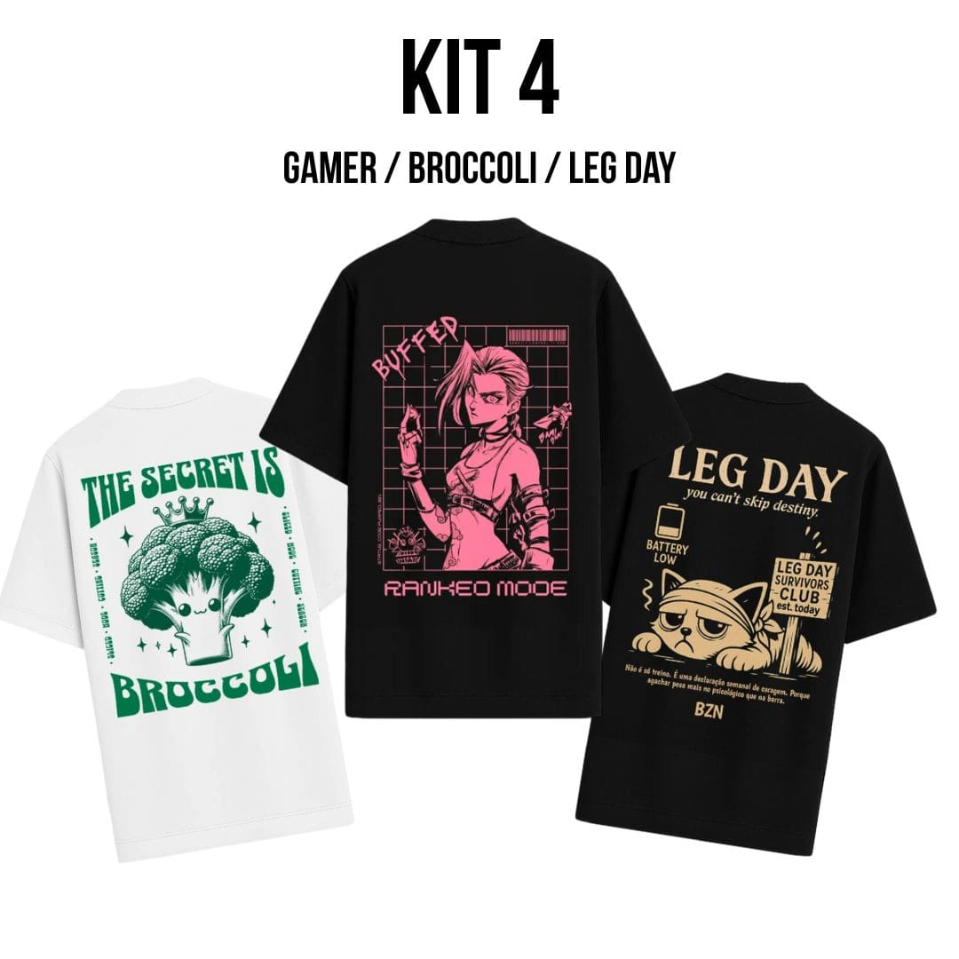 KIT 3 Camisetas Oversized BZN