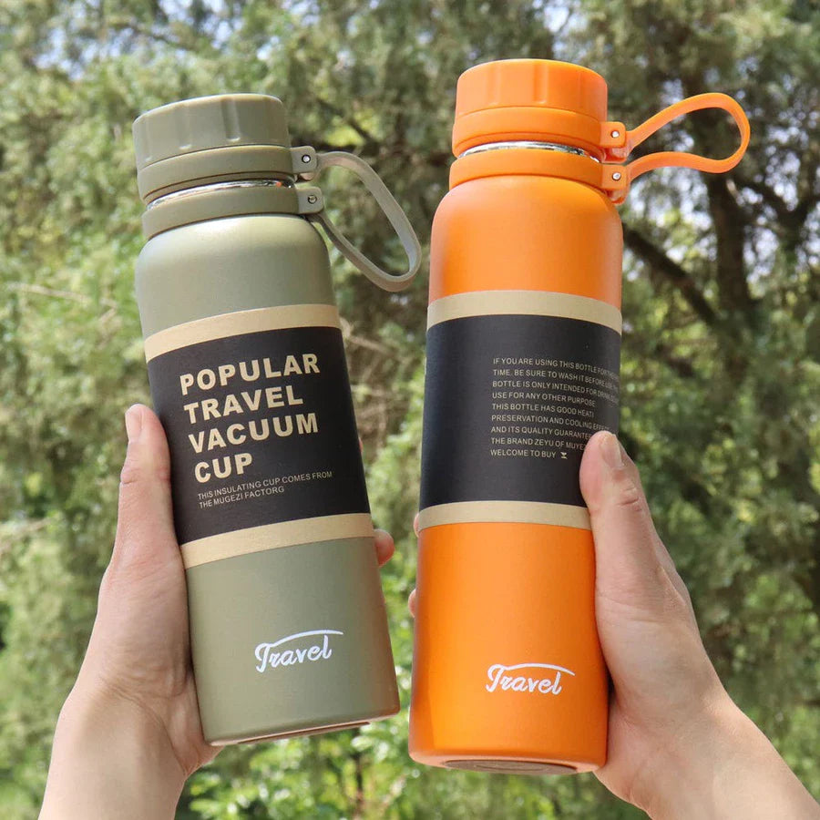 Garrafa Térmica em Aço Inoxidável 650ml / 850ml / 1100ml – Travel à Vácuo, Esportiva e Antivazamento