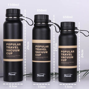 Garrafa Térmica em Aço Inoxidável 650ml / 850ml / 1100ml – Travel à Vácuo, Esportiva e Antivazamento