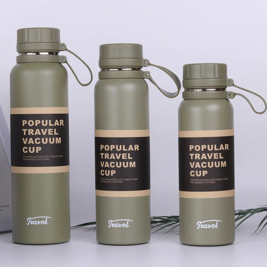 Garrafa Térmica em Aço Inoxidável 650ml / 850ml / 1100ml – Travel à Vácuo, Esportiva e Antivazamento