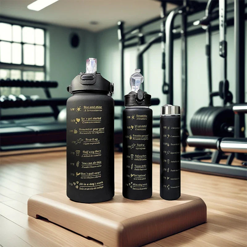 Kit 3 Garrafas Motivacionais 2L com Canudo – Squeeze Academia, Escola e Treino